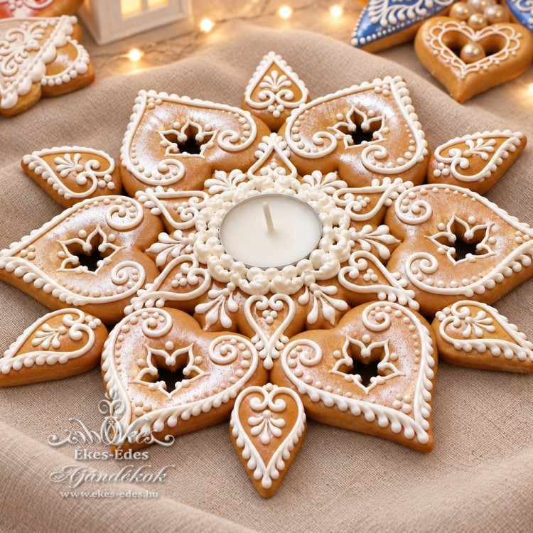 Fémes csillogású fehér adventi asztaldísz mécsessel