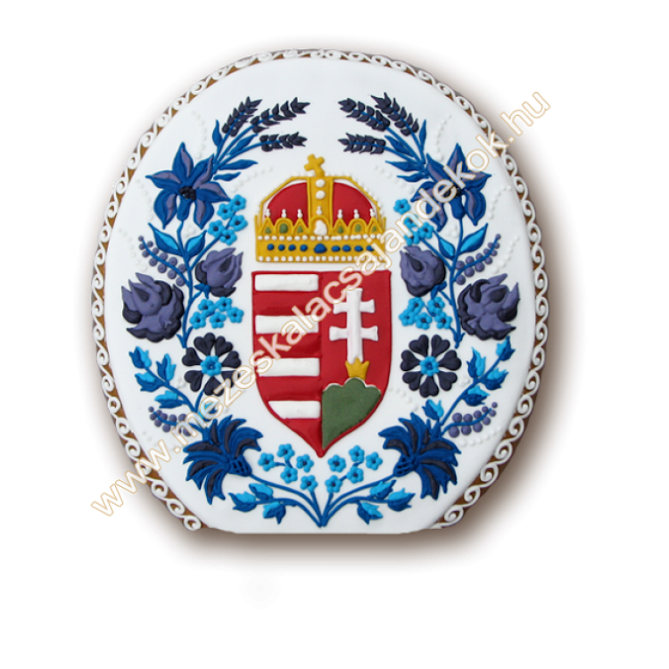 Címer kék kalocsai mintával