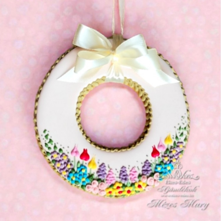 Tavaszi Virágoskert Mézeskalács Koszorú, Egyedi Húsvéti Dísz