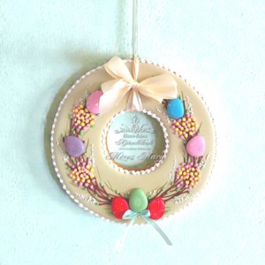 Tavaszi-Húsvéti Mézeskalács Koszorú, Kézműves Ajtódísz