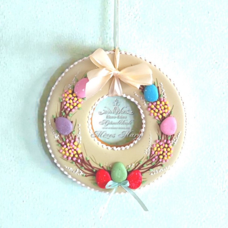 Tavaszi-Húsvéti Mézeskalács Koszorú, Kézműves Ajtódísz