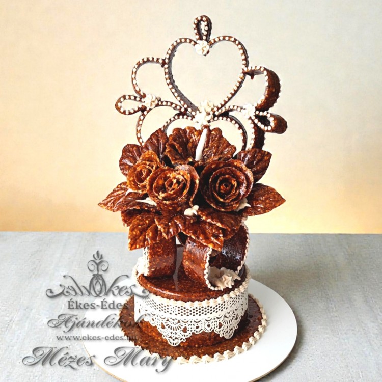 Emeletes Virágos Grillázs Torta - Kézműves Ajándék 