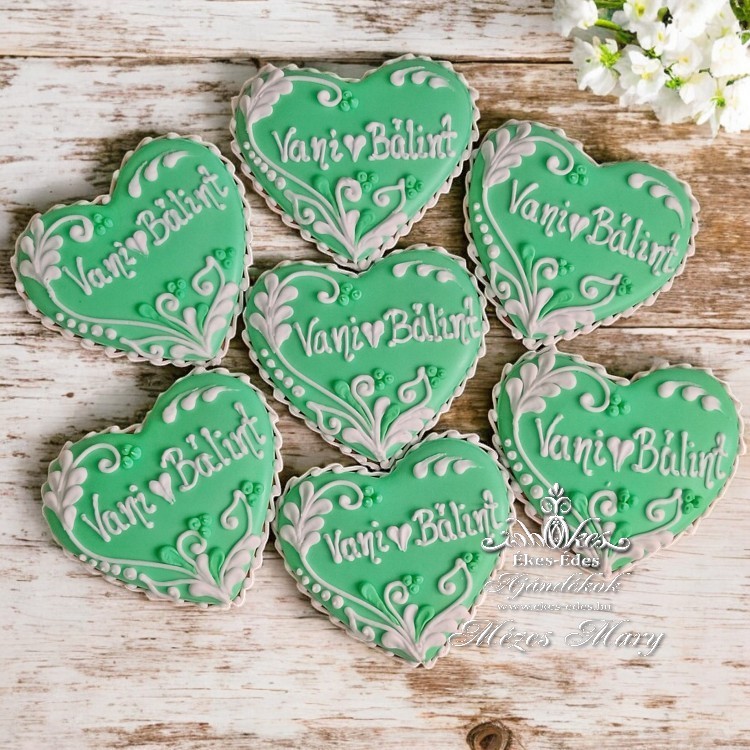 Almazöld esküvői köszönőajándék – Kézműves mézeskalács névvel