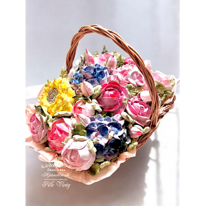 Virágoskert pillecukor kosár