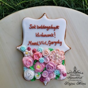 Pasztell virágos fehér mézeskalács plakett