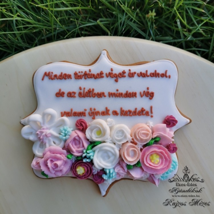 Pasztell virágos fehér mézeskalács plakett