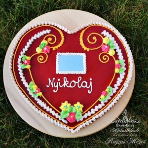 Tükrös óriás piros mézeskalács szív