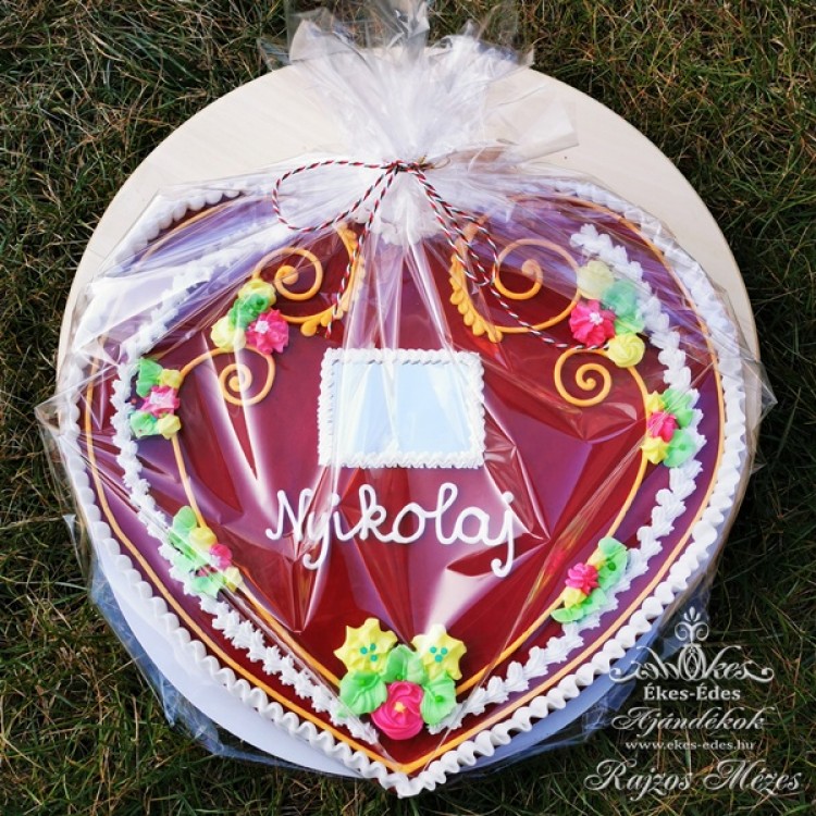 Tükrös óriás piros mézeskalács szív